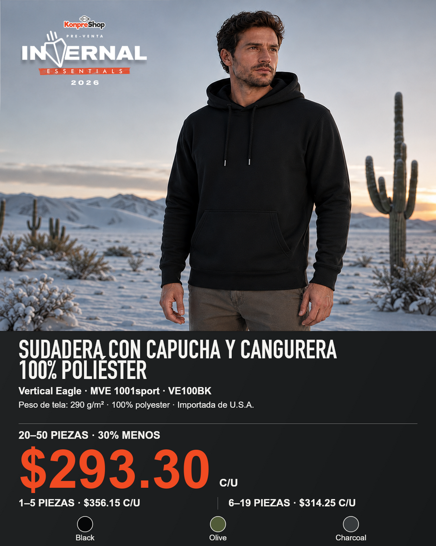 Sudadera con Capucha y Cangurera 100% poliéster Vertical Eagle MVE 1001sport — $419