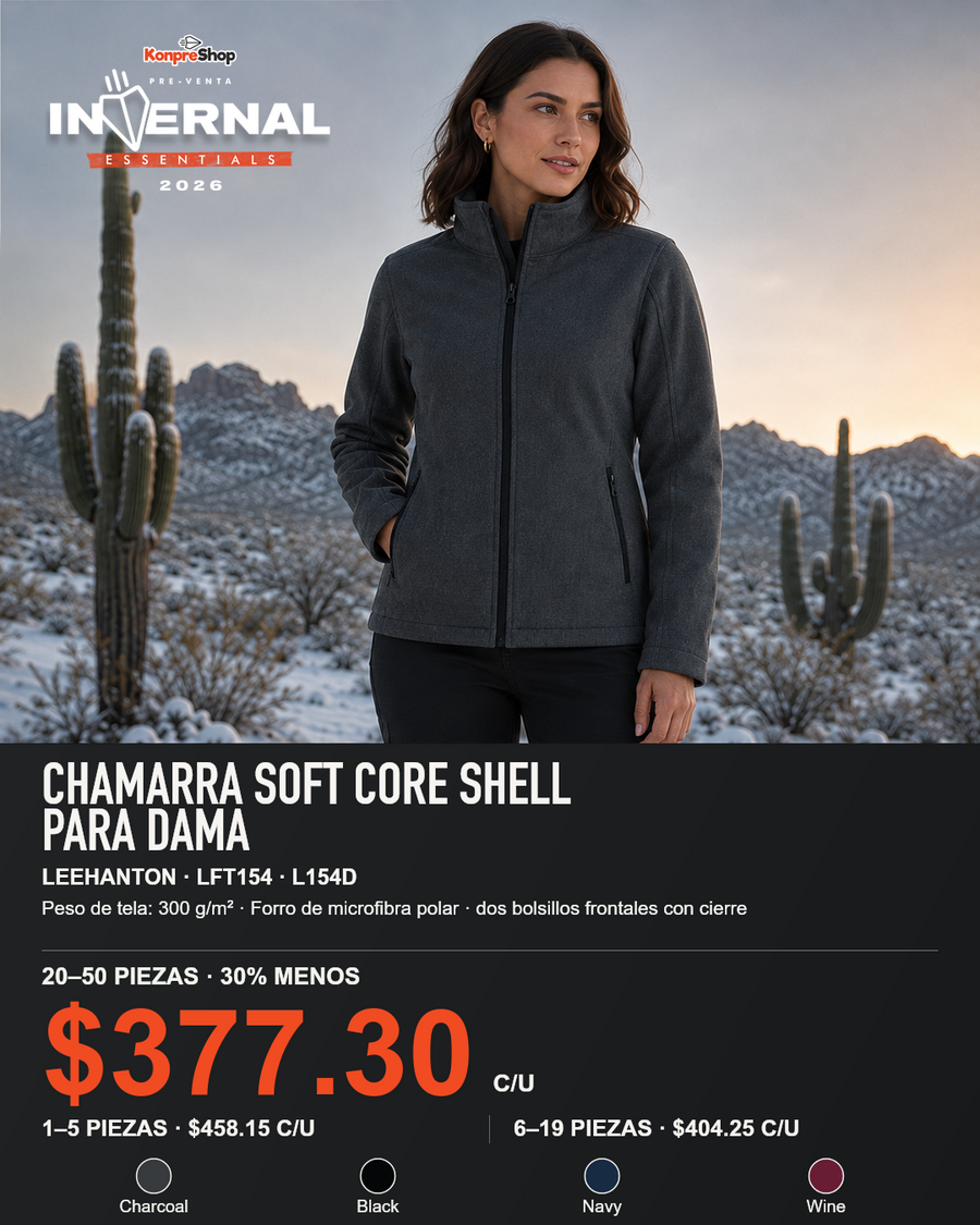Chamarra Soft Core Shell Dama Leehanton LFT154 — $539