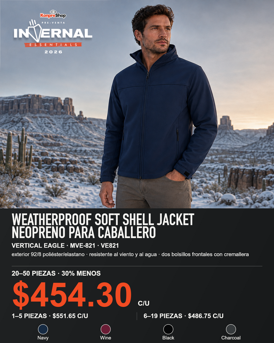 Chamarra Weatherproof Soft Shell Neopreno Vertical Eagle MVE-821 Caballero — $649