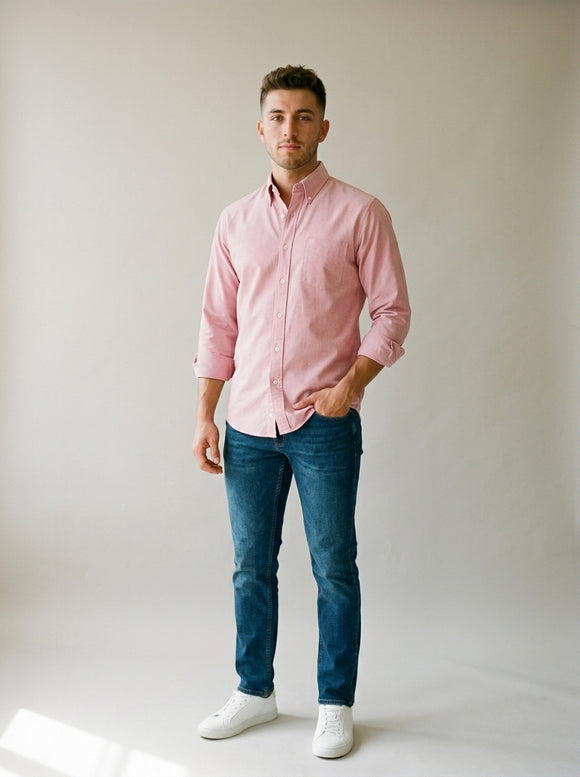 CAMISA OXFORD INGLES LADRILLO A0205 - A0206- A0207