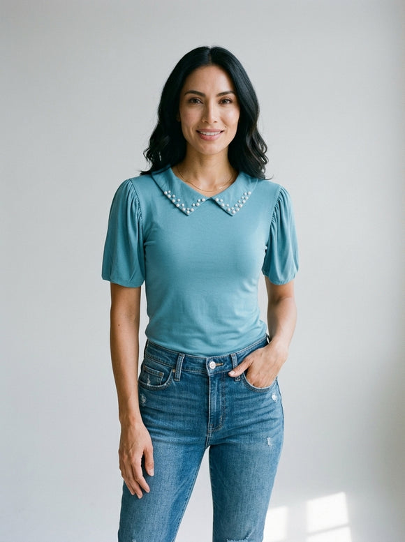 BLUSA MIAO MIAO APLICACIÓN DE PERLA
