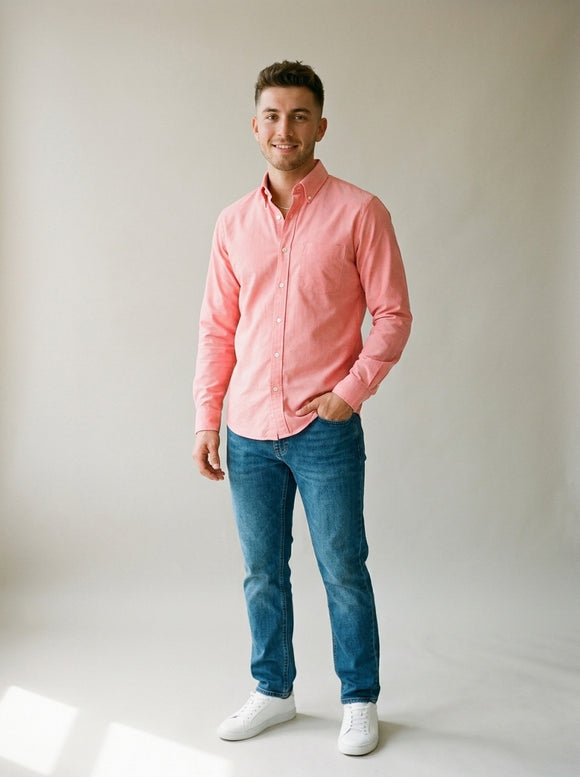 CAMISA OXFORD INGLES CORAL A0205 - A0206 - A0207