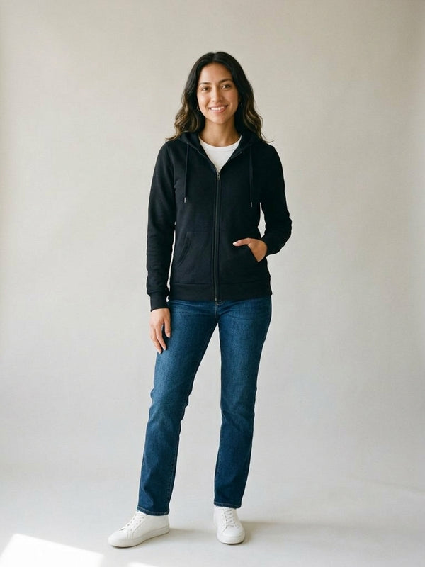 SUDADERA con Ziper Capucha y Cangurera Leehanton DAMA