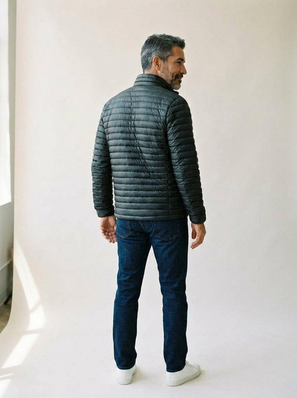 Eddie Bauer Men's Black Packable Quilted Full-Zip
