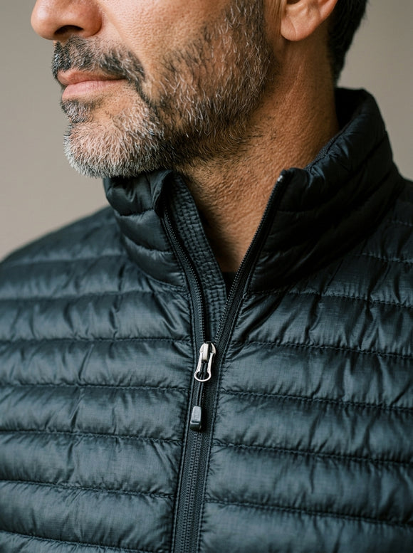 Eddie Bauer Men's Black Packable Quilted Full-Zip