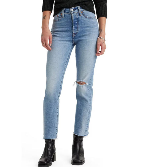 Levi's Wedgie High Rise Straight Leg Destructed Jeans 349640208