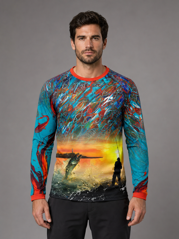 Playera Pesca Deportiva Manga Larga Full Print | Reactive Wear