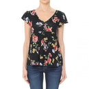 BLUSA AMBIANCE ESTAMPADO FLORAL | AZUL MARINO Y AMARILLO-2